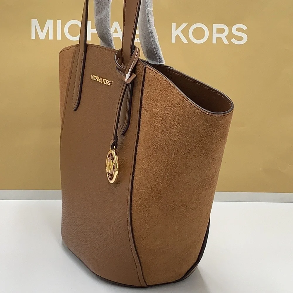 MICHAEL KORS PORTIA SMALL TOTE LUGGAGE COLOR Pebbled leather/ suede - Picture 12 of 16